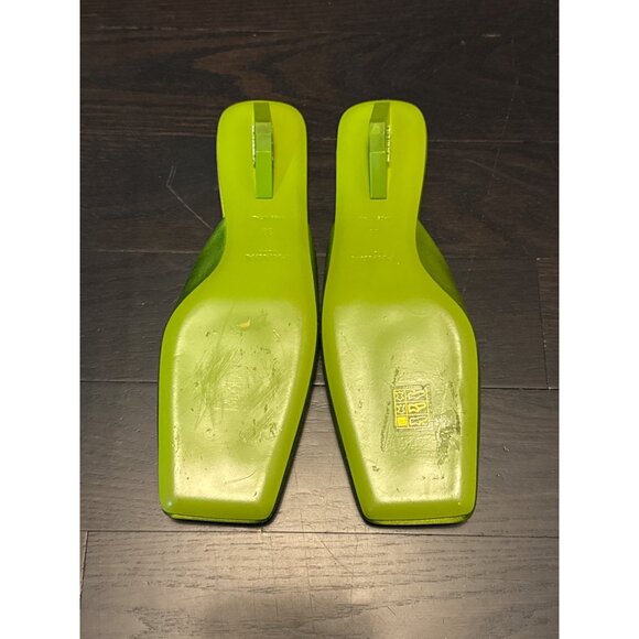 Prada Green Satin Square-Toe Mules Size 38 - Picture 4 of 6